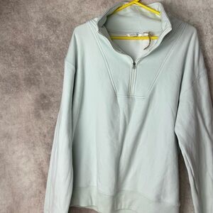 Athleta Light Green/blue Half-Zip Sweatshirt